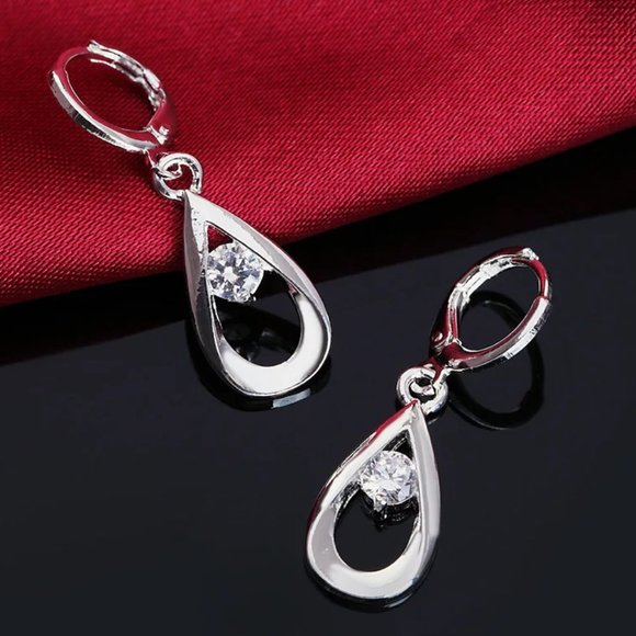 Fine Silver Jewelry - Gorgeous Sterling Silver Crystal Teardrop Earrings " Hypoallergenic  "
